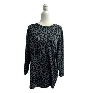 Reformation Long Sleeve Pullover Animal Print Sweater Grey Gray Medium M